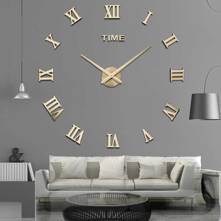 ساعة حائط كبيرة بدون إطار ثلاثية الأبعاد - Home Decorative Large Mute Frameless