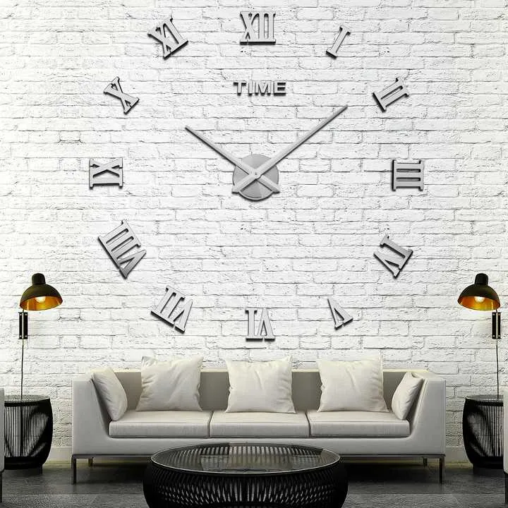 ساعة حائط كبيرة بدون إطار ثلاثية الأبعاد - Home Decorative Large Mute Frameless