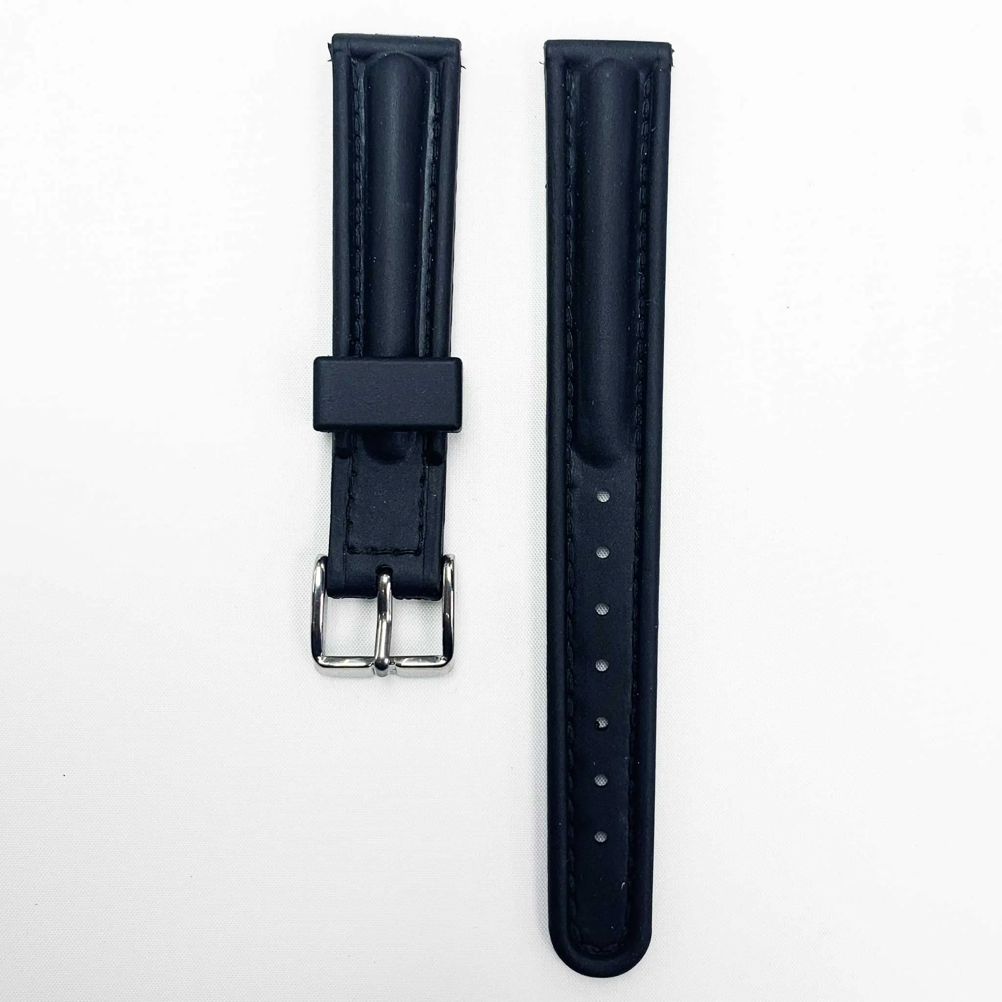 18MM PVC Plastic Watch Band Black Padded for Casio Timex Seiko Citizen Iron Man Watches