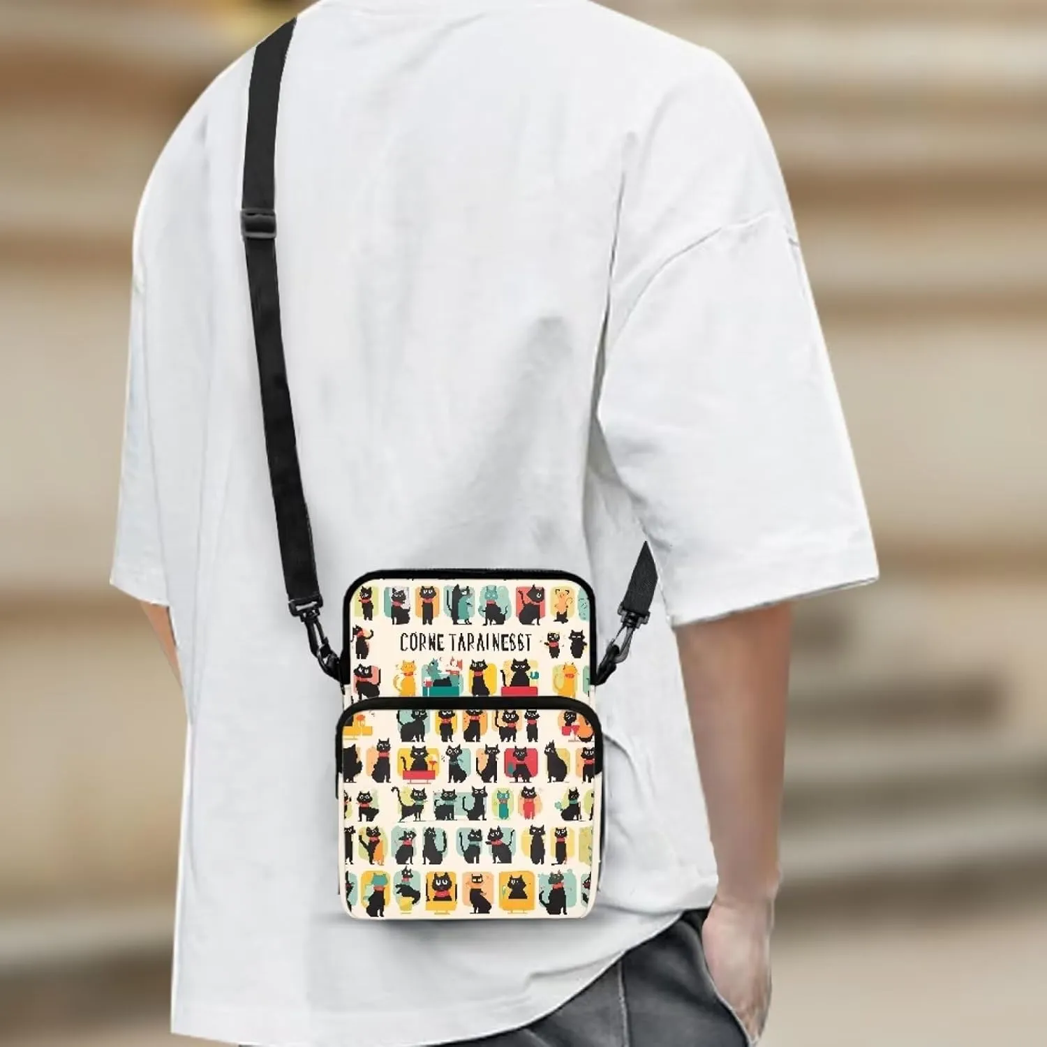 2 Layer Cross Body Bags Shoulder Sling Bag Purse Satchel Bags for Men Women Girls Boys