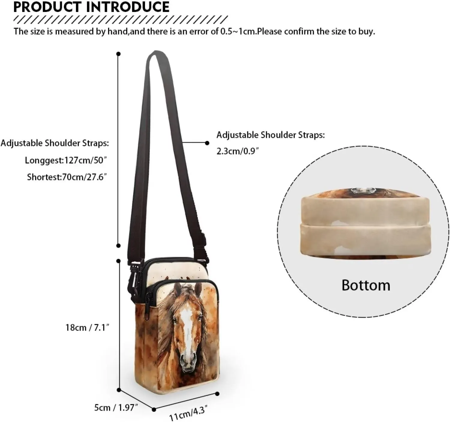 2 Layer Small Crossbody Bags for Women Men, Messenger Bags Waist Case Pack
