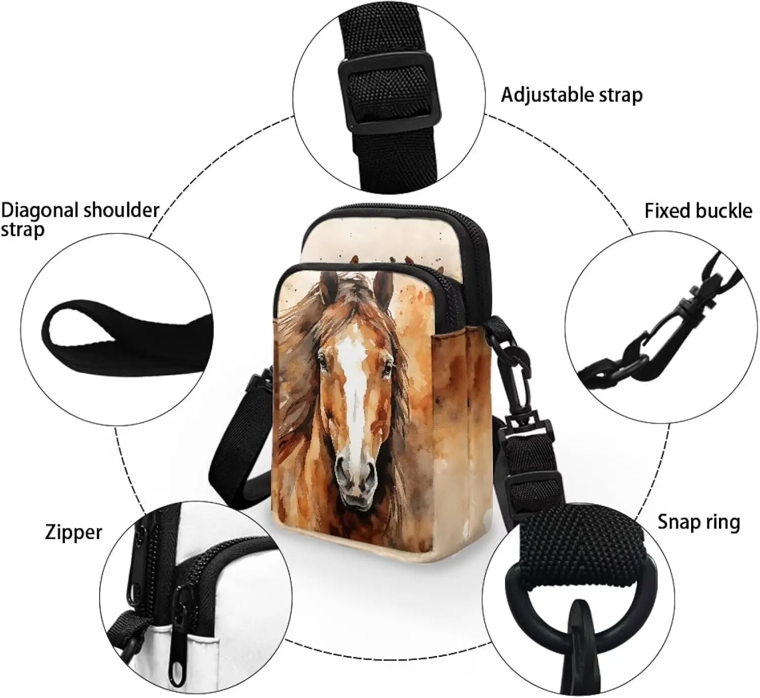2 Layer Small Crossbody Bags for Women Men, Messenger Bags Waist Case Pack