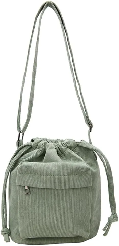 2023 Drawstring Bucket Bags Simple Fashion Bag Crossbody Bag Corduroy Shoulder Bag Versatile Travel Bag for Women Girl