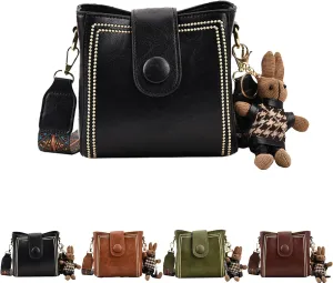 2025New Bootara Bucket Bag,4 color Women's Vintage Bunny Charm Bucket Bag,Spacious Travel Tote,Convertible Shoulder Crossbody