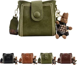 2025New Bootara Bucket Bag,4 color Women's Vintage Bunny Charm Bucket Bag,Spacious Travel Tote,Convertible Shoulder Crossbody