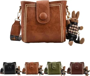 2025New Bootara Bucket Bag,4 color Women's Vintage Bunny Charm Bucket Bag,Spacious Travel Tote,Convertible Shoulder Crossbody