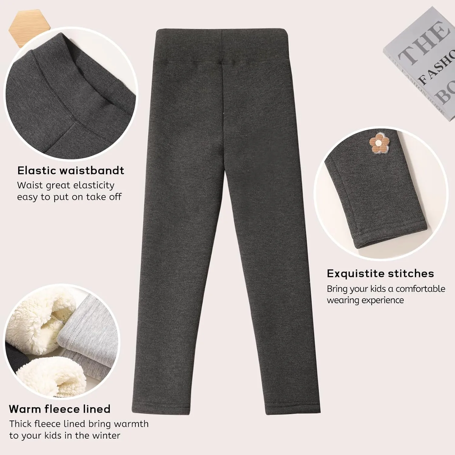 3 pack Girls Fleece Lined Leggings kids Winter Thick Warm Pants fleece pants girls