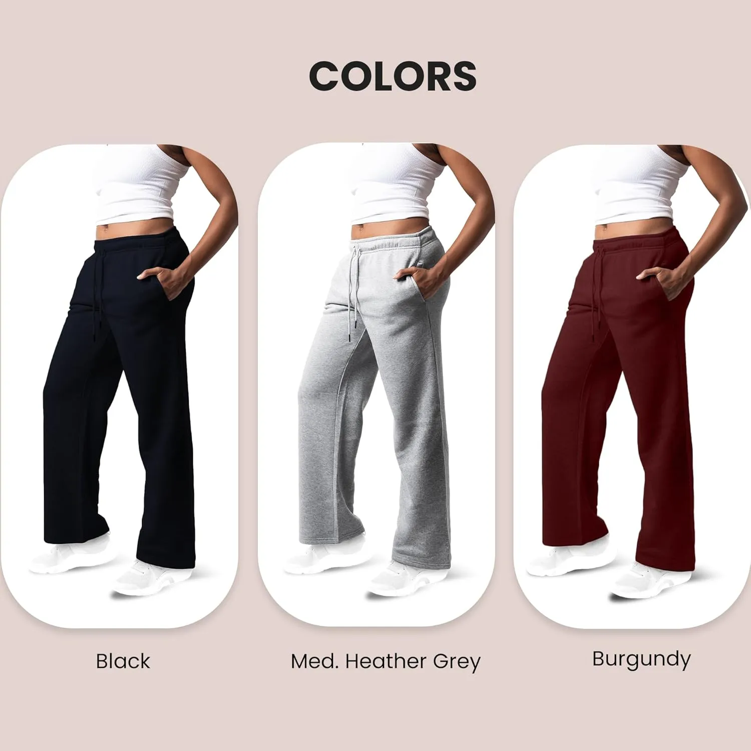 3 Pack Sweatpants Women, Wide Leg Womens Sweatpants, Workout - Yoga Pants (Available in Plus)