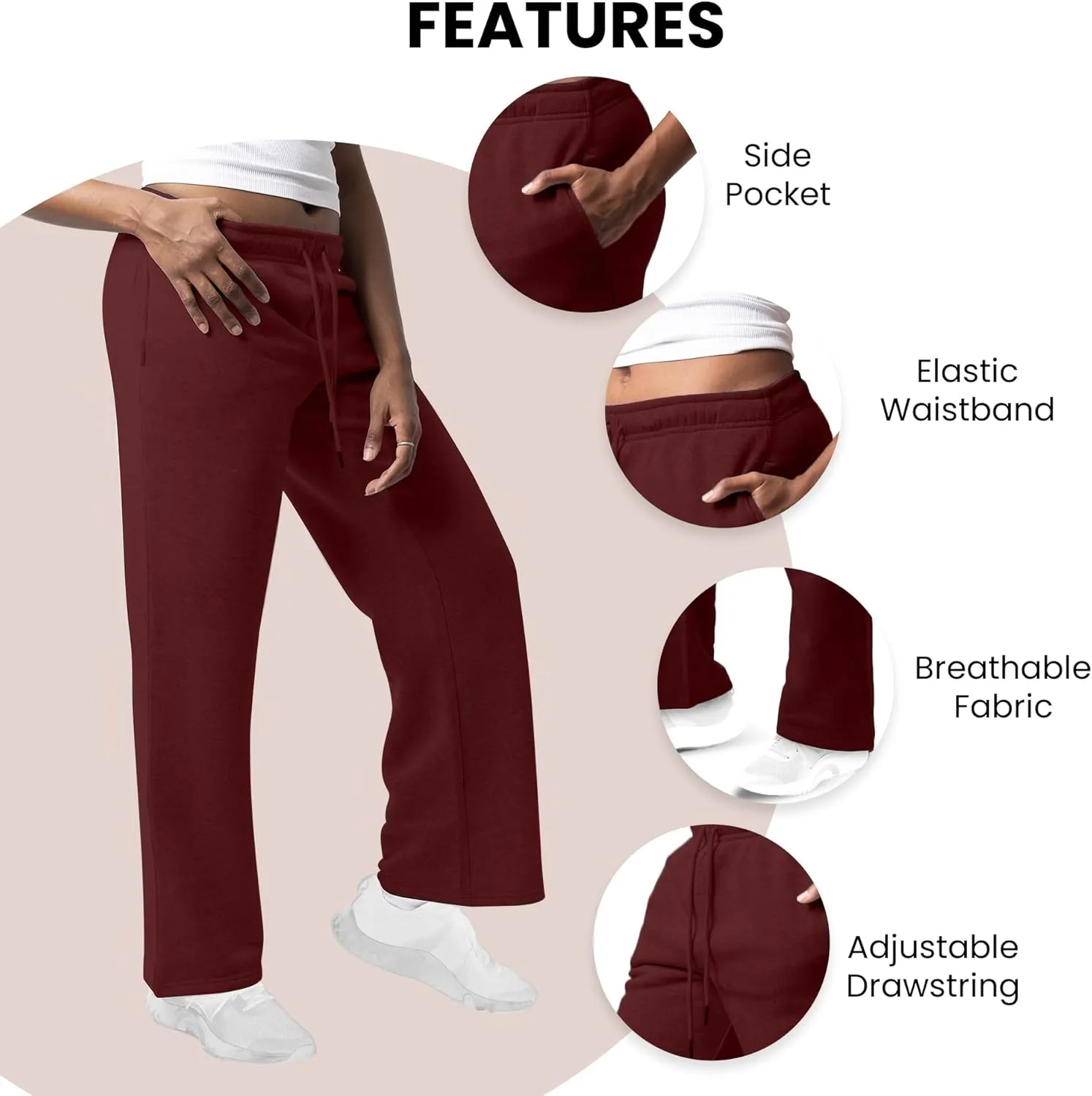 3 Pack Sweatpants Women, Wide Leg Womens Sweatpants, Workout - Yoga Pants (Available in Plus)