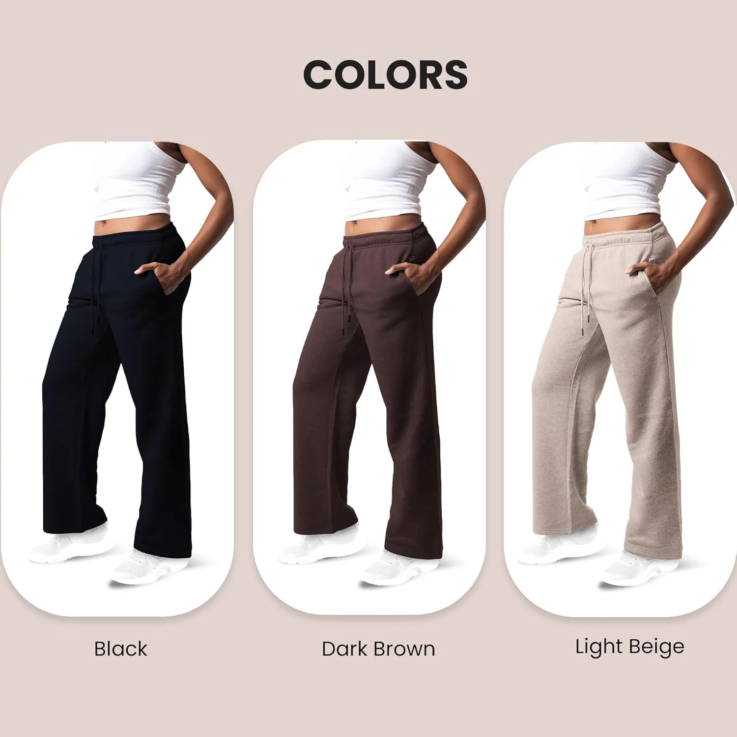 3 Pack Sweatpants Women, Wide Leg Womens Sweatpants, Workout - Yoga Pants (Available in Plus)