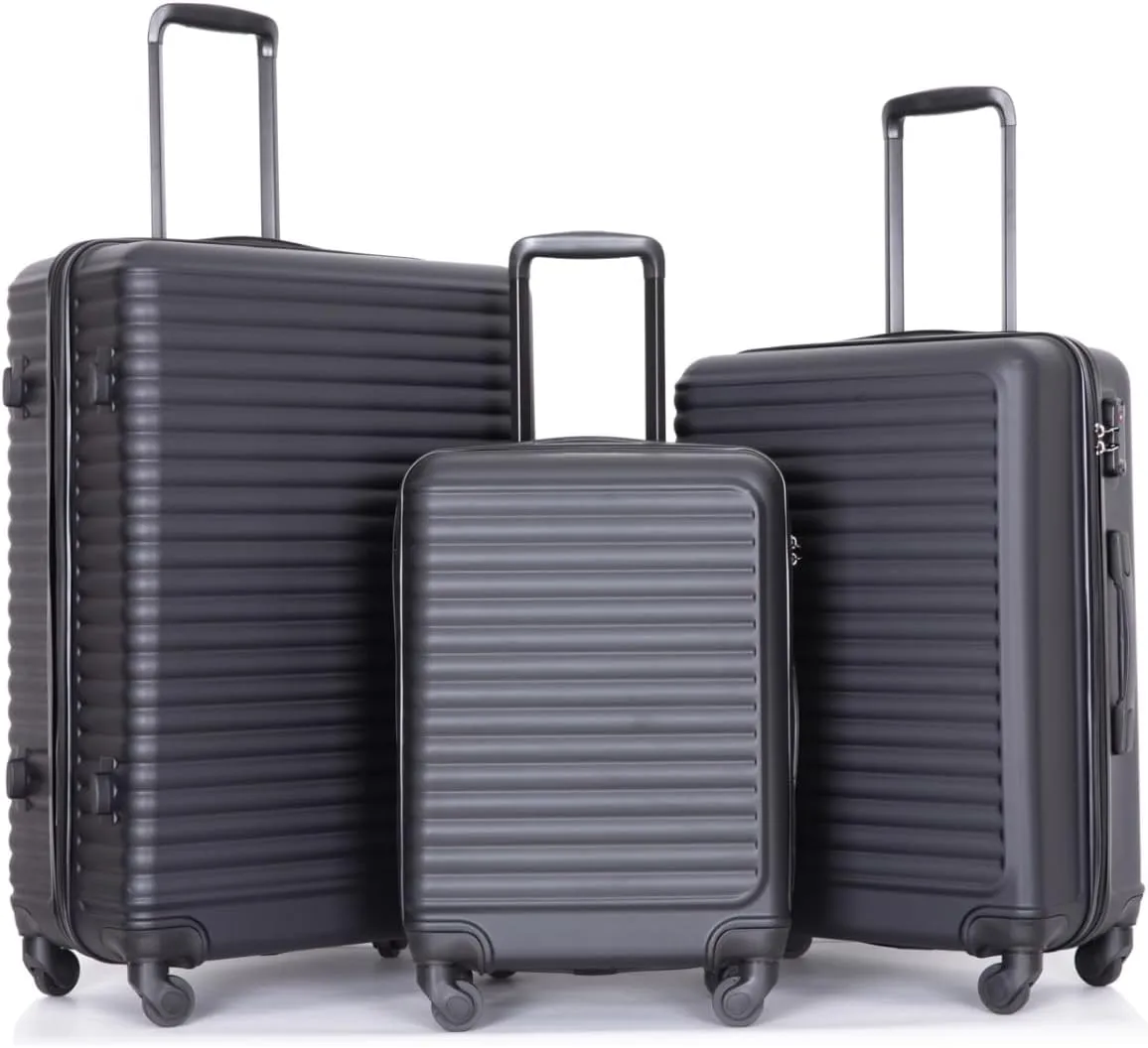 3 Piece Luggage Sets Abs Lightweight Suitcase with Spinner Wheels, TSA Lock, (20/24/28) Inches
