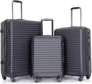 3 Piece Luggage Sets Abs Lightweight Suitcase with Spinner Wheels, TSA Lock, (20/24/28) Inches