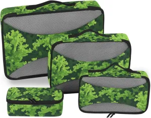 4 Pcs set organizer bags set Mesh Travel Essentials Kale Roulette Style Green lightweight packing cubes for diaper