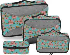 4 Pcs Travel Packing Cubes for Suitcases Elegant Flowers Travel Packing Cubes Visible Luggage Cubes Organizers Suitcase Organizer Bags Set