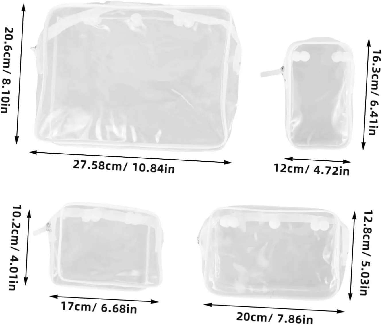 4pcs Clear Travel Organizer Transparent Plastic Zipper Bags for Toiletries and Makeup Versatile Beach Bag Accessories for and Quick Access for Travel Essentials
