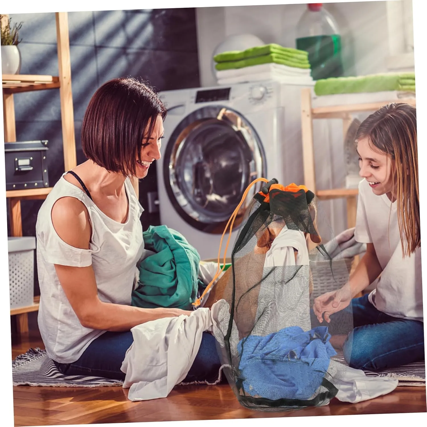 5sets Clothes Storage Bag Drawstring Bag for Travel Mesh Hammock Anti-wear Portable Clothes Organizer 2pcs*5
