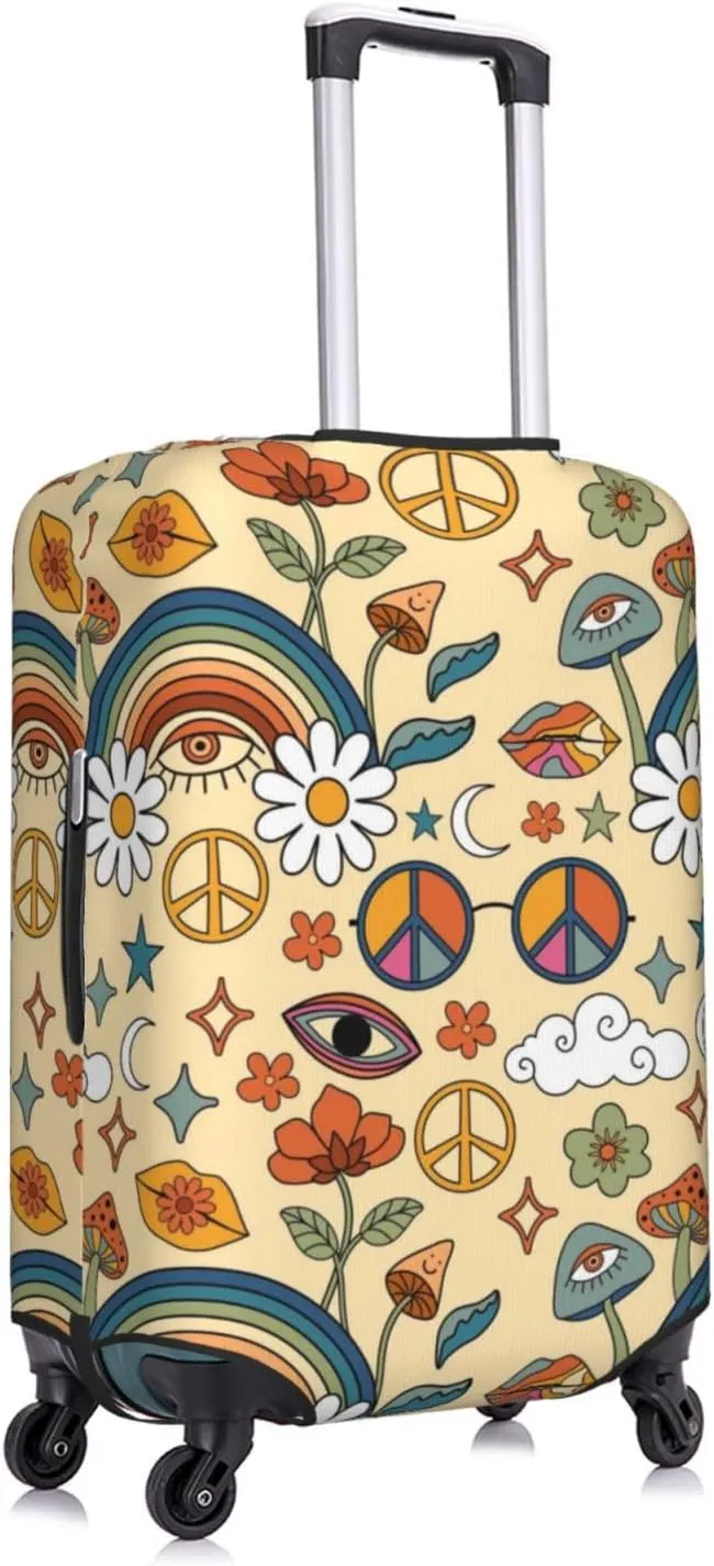 70s Hippie Style Luggage Cover,Washable Suitcase Covers Fashion Luggage Covers,Anti-Scratch Suitcase Protector Cover