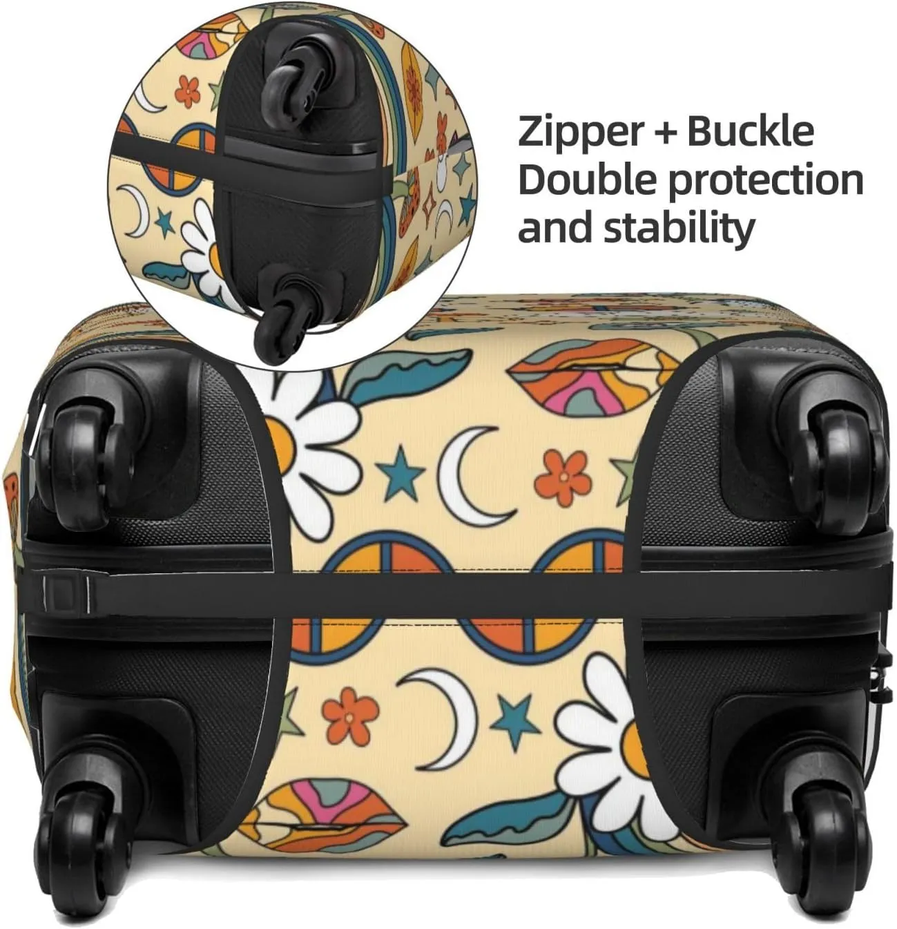 70s Hippie Style Luggage Cover,Washable Suitcase Covers Fashion Luggage Covers,Anti-Scratch Suitcase Protector Cover