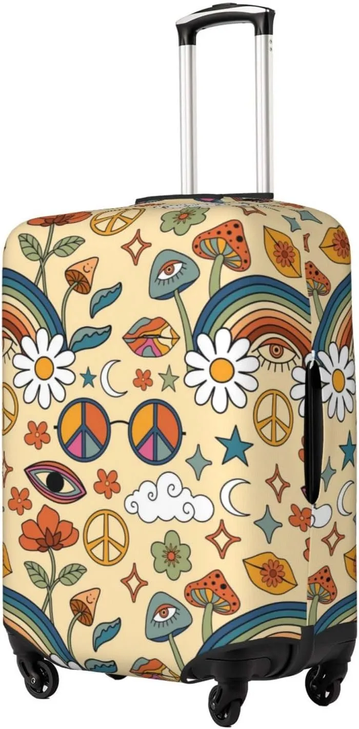 70s Hippie Style Luggage Cover,Washable Suitcase Covers Fashion Luggage Covers,Anti-Scratch Suitcase Protector Cover