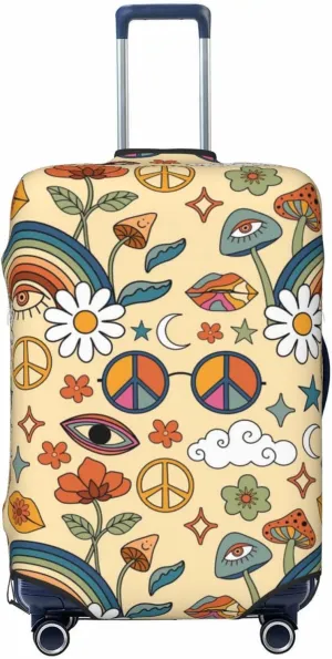 70s Hippie Style Luggage Cover,Washable Suitcase Covers Fashion Luggage Covers,Anti-Scratch Suitcase Protector Cover