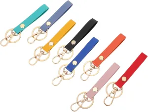 8Pcs PU Leather Wristlet Strap Keychains Durable Keychain Wristlet for Keys Cards Items Convenient Lanyard Holder for Easy Access Mixed Colors