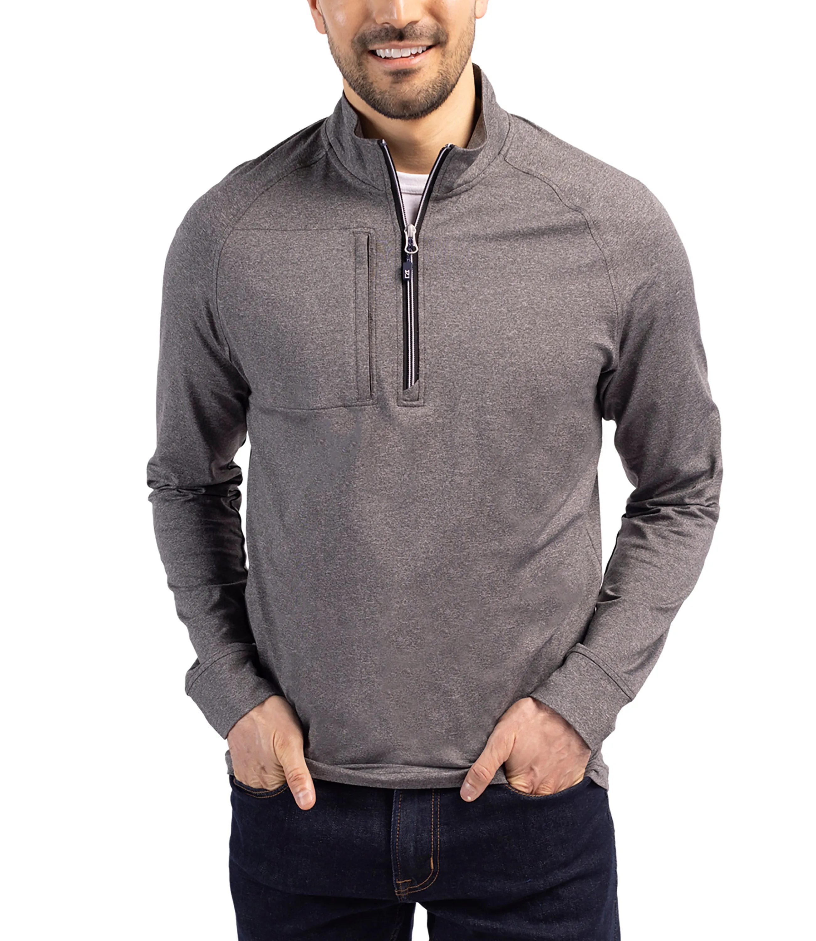 Adapt Eco Knit Heather Mens Big & Tall Quarter Zip Pullover
