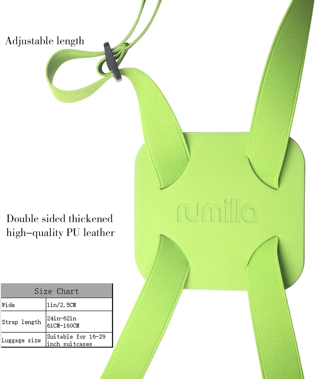 Adjustable Luggage Straps for Suitcases Add a Bag High Elastic Travel Bungees Connecting Carry On Bag TSA Approved (Green Luggage strap-1PCS)