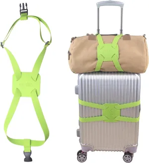 Adjustable Luggage Straps for Suitcases Add a Bag High Elastic Travel Bungees Connecting Carry On Bag TSA Approved (Green Luggage strap-1PCS)