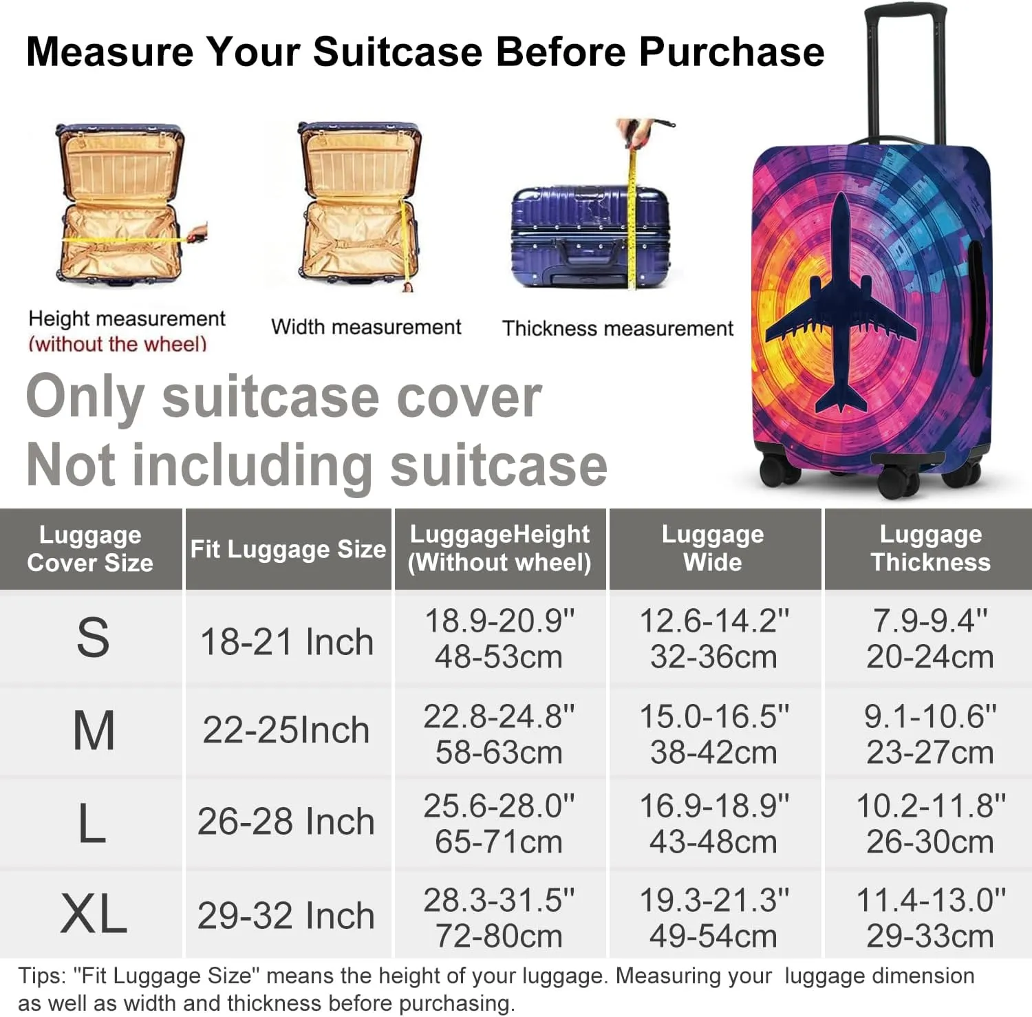 Airplane Silhouette Luggage Protector, Scratch Resistant Suitcase Cover for Frequent Flyers, Travel Essentials for Business Trips