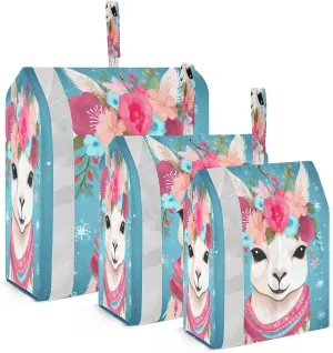 Alpaca Flower Blue Packing Cubes for Travel 3 Set Travel Bags Organizer Luggage Bags for Woman Man