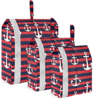 Anchors Stripe Packing Cubes for Travel 3 Set Travel Compression Bags Suitcase Organizer Bags Set for Suitcases