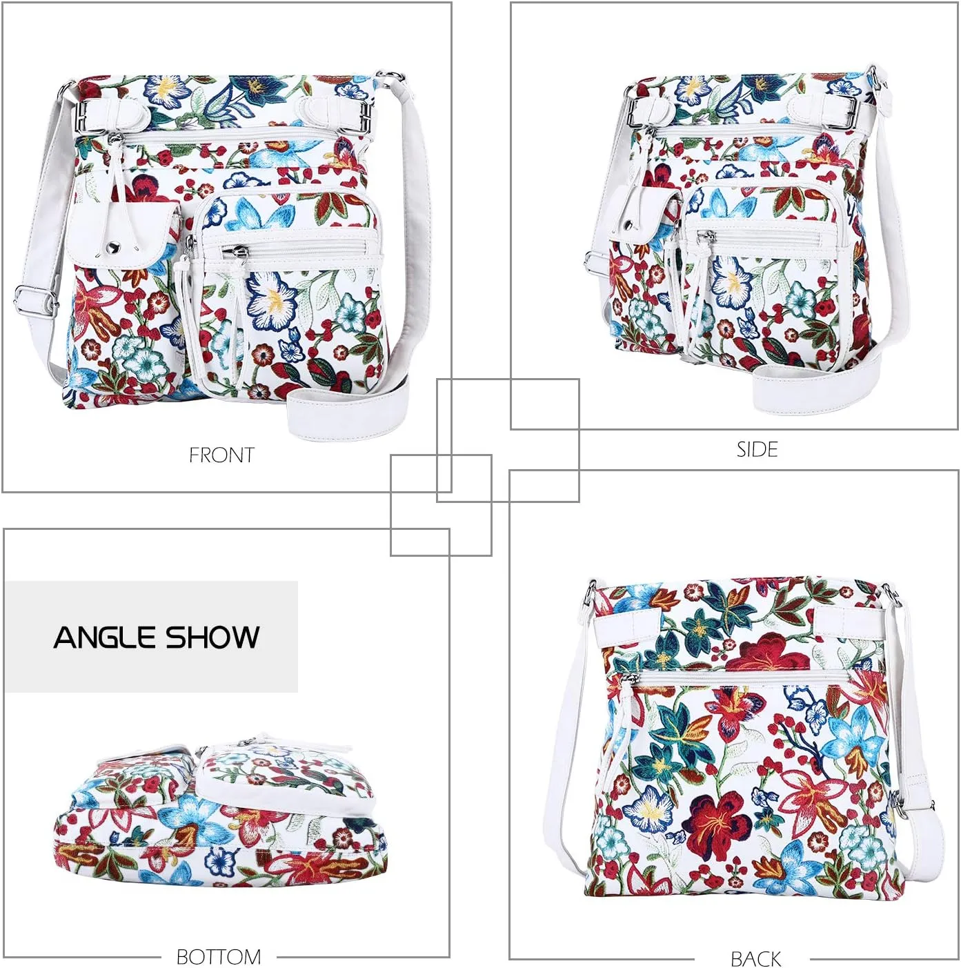 Angel Kiss Crossbody Bags for Women Washed Leather Shoulder Bags Multi Pocket Soft Hobo Purses and Medium Handbags