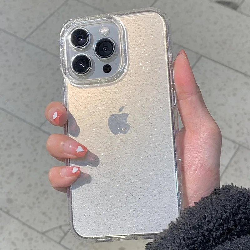 Apple transparent fine glitter mobile phone case
