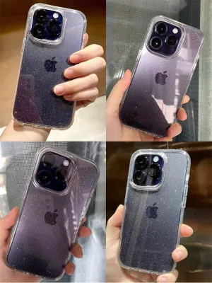 Apple transparent fine glitter mobile phone case