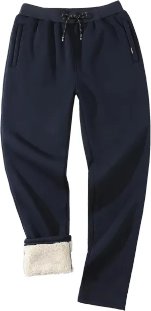 Aprsfn Men's Sherpa Lined Sweatpants Thicken Warm Athletic Pants Sports Jogger