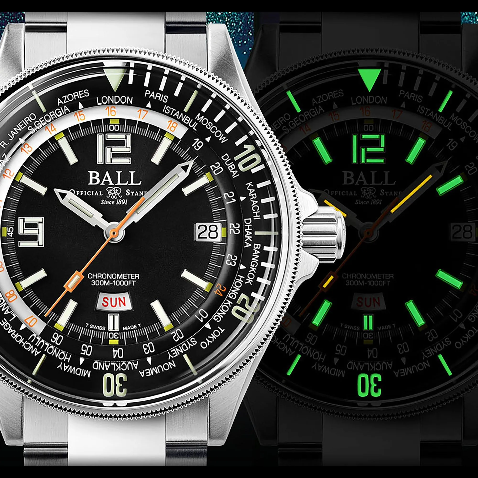 Ball Engineer Master II Diver Worldtime Men's Black Watch DG2232A-SC-BK