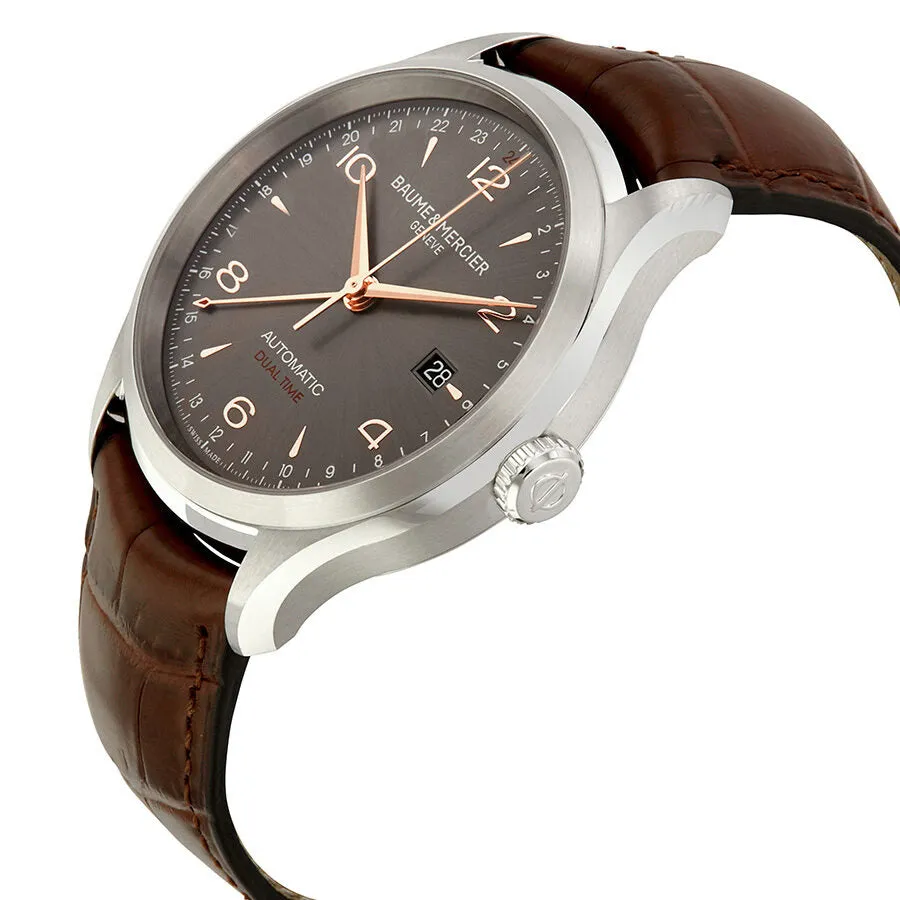 Baume and Mercier Clifton Dual Time Grey Dial Men's Watch 10111 A10111