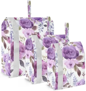Beautiful Purple Flower Packing Cubes for Travel 3 Set Travel Compression Bags Suitcase Organizer Bags Set for Travel Compression