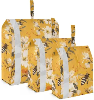 Bee Flower Yellow Packing Cubes for Travel 3 Set Compression Travel Bags Luggage Bags Organizer for Luggage