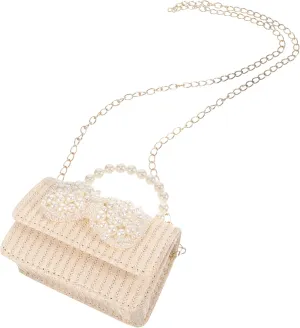 BESPORTBLE Fashionable Women Bag with Bow and Pearl Decoration Lightweight Outdoor Phone Purse Versatile Storage Bag for Daily Essentials Present for Women