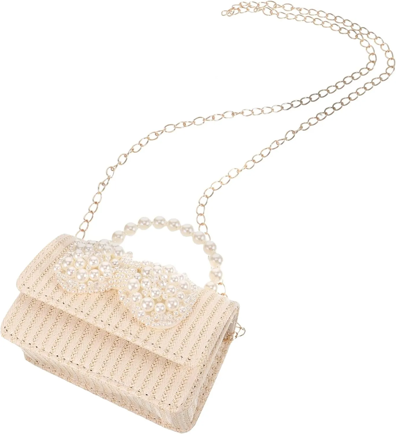 BESPORTBLE Fashionable Women Bag with Bow and Pearl Decoration Lightweight Outdoor Phone Purse Versatile Storage Bag for Daily Essentials Present for Women