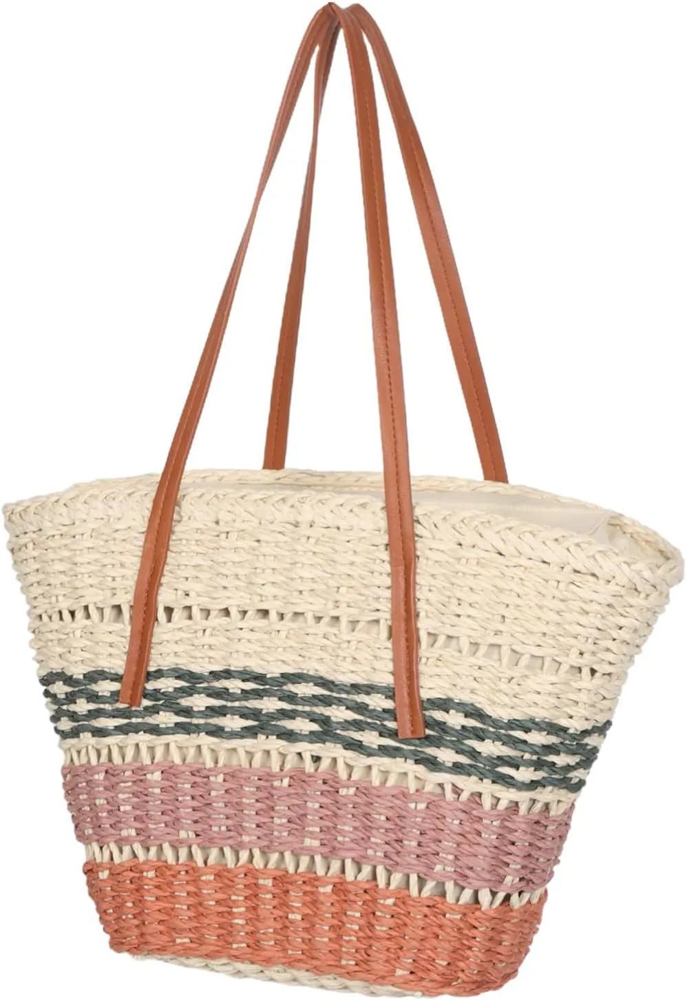 BESPORTBLE Hawaiian Inspired Large Capacity Woven Tote Bag for Women Aesthetic Hollow Paper Rope Design Versatile Beach Bag for Travel Shopping and Casual Use