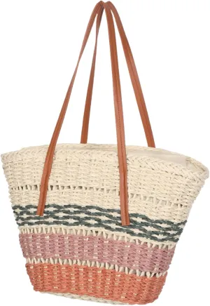 BESPORTBLE Hawaiian Inspired Large Capacity Woven Tote Bag for Women Aesthetic Hollow Paper Rope Design Versatile Beach Bag for Travel Shopping and Casual Use