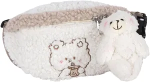 BESTYASH Cartoon Bear Embroidery Bag Plush Waist Bag Bear Pendant Women Girls Fanny Pack Versatile Storage Pouch for All Occasions