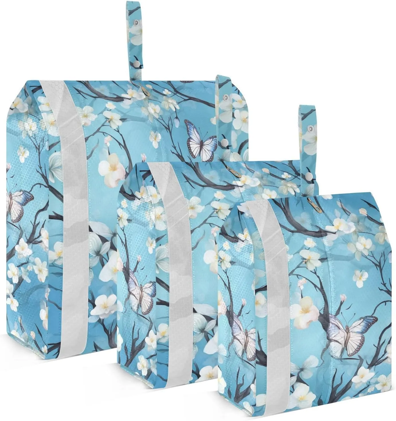 Blue Butterflies Branches Packing Cubes for Travel 3 Set Packing Bags Suitcase Organizer Bags for Travel Compression