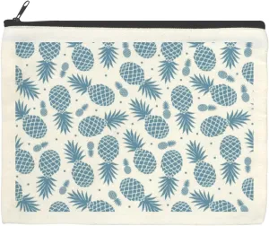Blue Cute Pineapple Makeup Bag for Purse Canvas Waterproof Cosmetic Bags for Women Zipper Travel Toiletry Makeup Bags