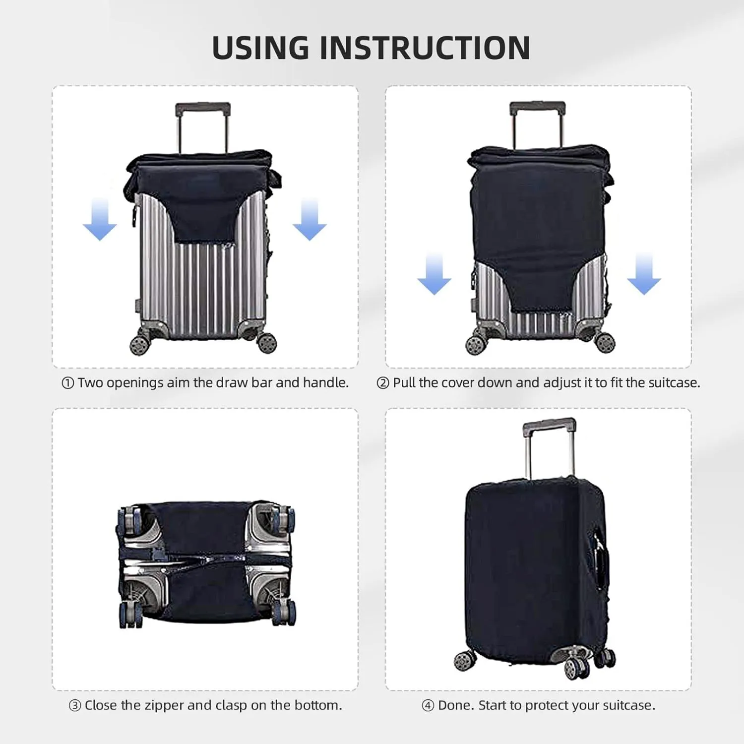 Blue Gingham Luggage Cover,Washable Suitcase Covers Fashion Luggage Covers,Anti-Scratch Suitcase Protector Cover