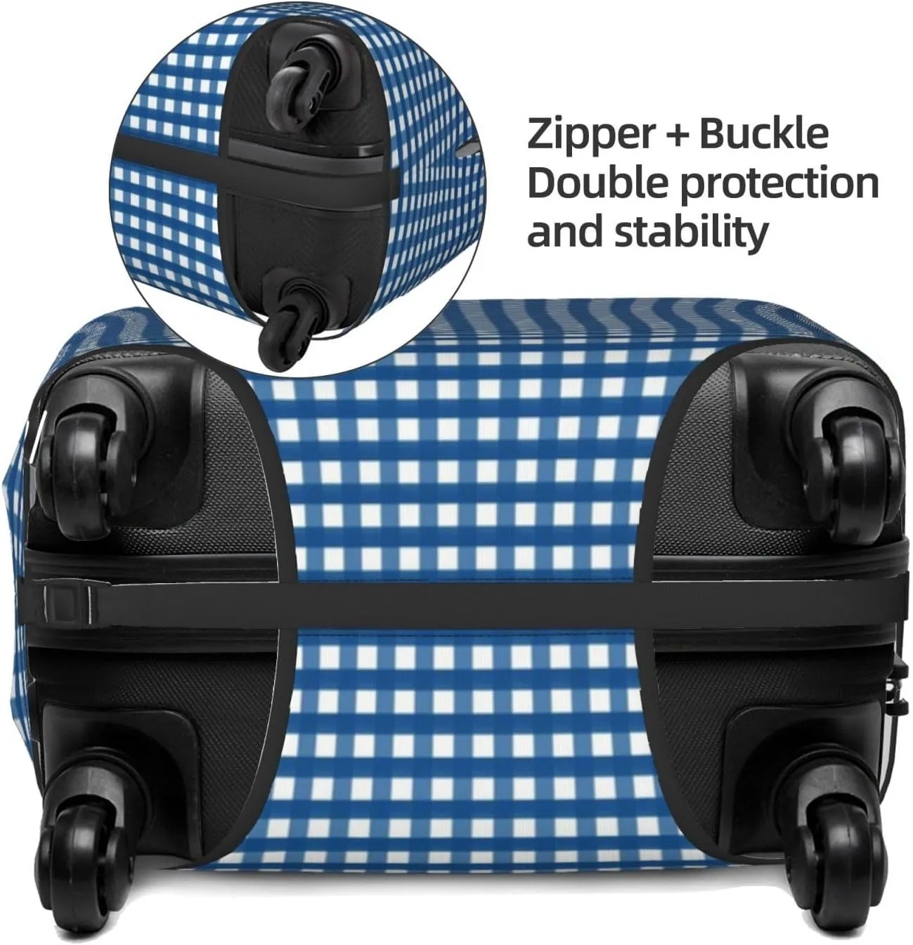 Blue Gingham Luggage Cover,Washable Suitcase Covers Fashion Luggage Covers,Anti-Scratch Suitcase Protector Cover