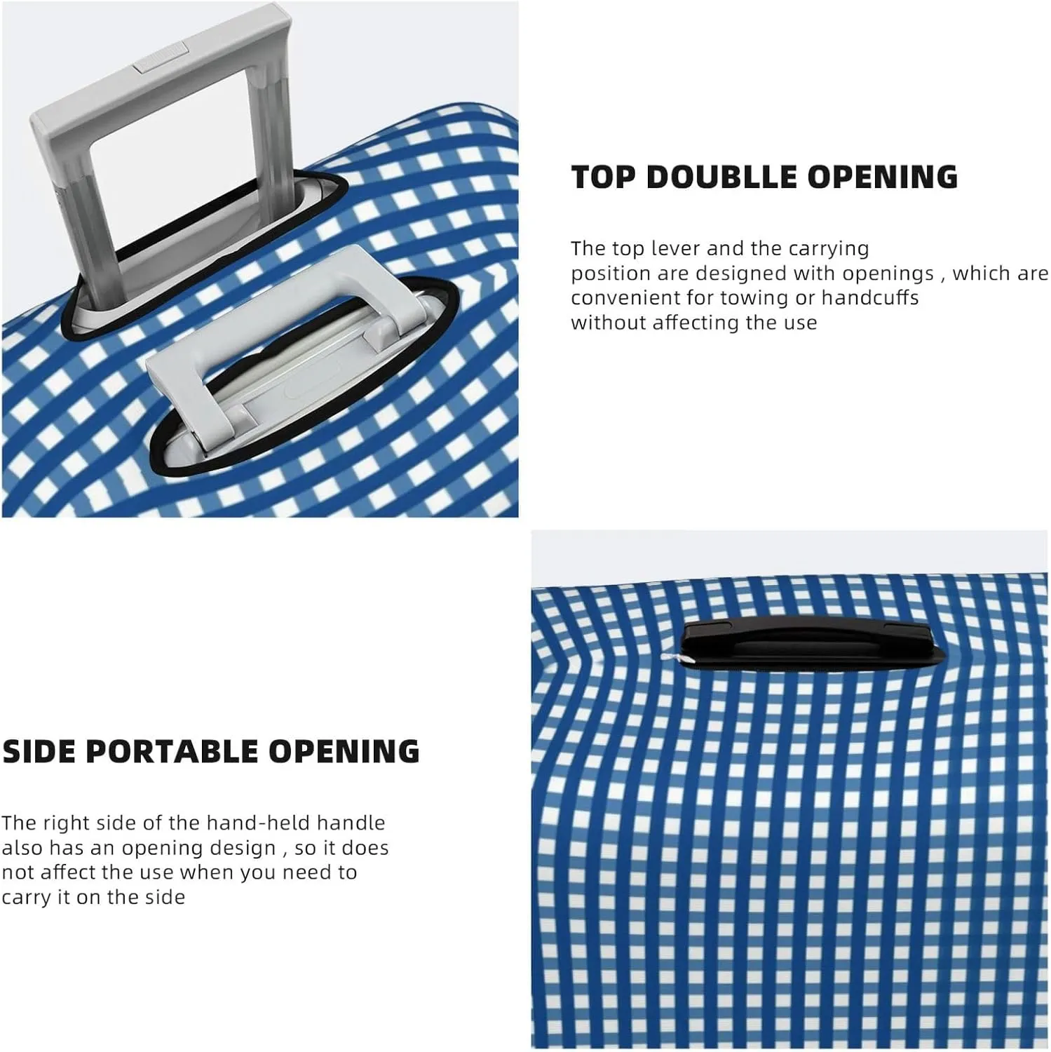 Blue Gingham Luggage Cover,Washable Suitcase Covers Fashion Luggage Covers,Anti-Scratch Suitcase Protector Cover