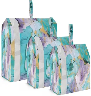 Blue Green Marble Packing Cubes for Travel 3 Set Packing Bags Suitcase Organizer Bags for Packing Compression